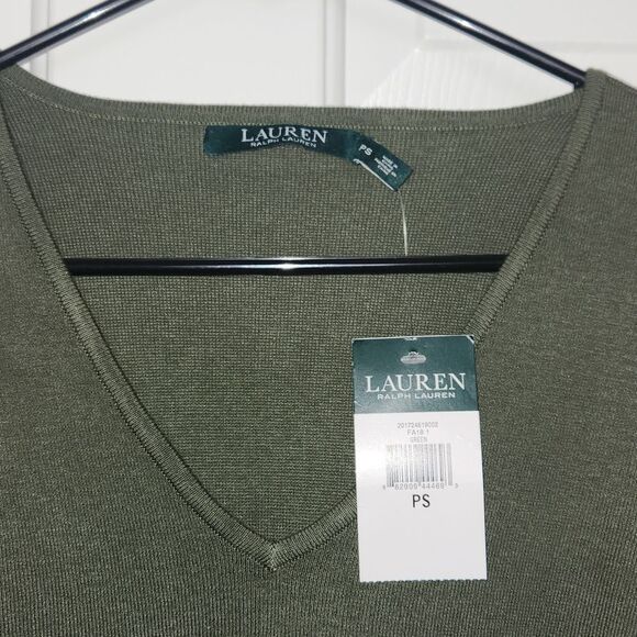 Lauren Ralph Lauren NWT Green Sweater Dress Puff sleeve detail Size Petite S - Picture 2 of 3